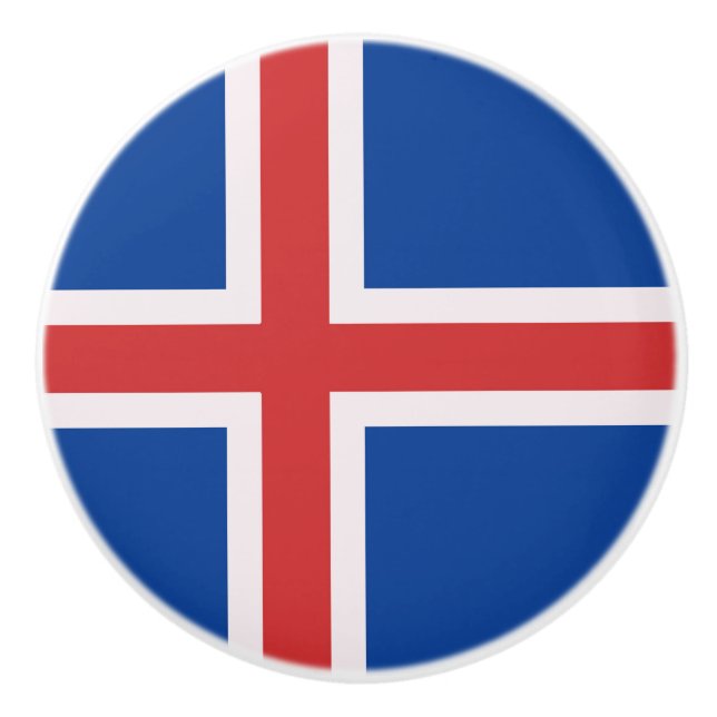 Iceland flag ceramic knob (Front)