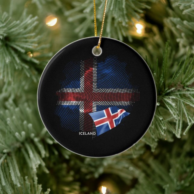 Iceland flag ceramic ornament (Tree)