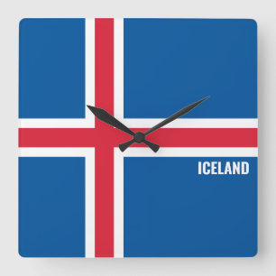 Iceland Flag Dazzling Patriotic Square Wall Clock