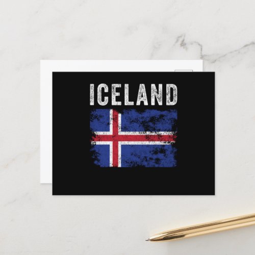 Iceland Flag Distressed _ Icelandic Flag Postcard