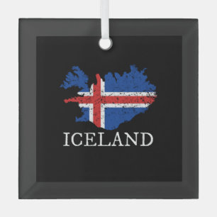Iceland Flag  Glass Ornament