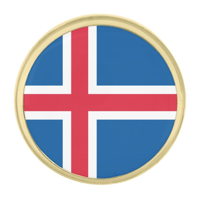 Iceland Flag Gold Finish Lapel Pin (Front)