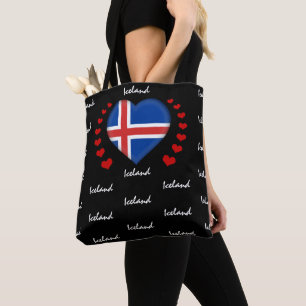 Iceland Flag & Heart Icelandic Flag fashion /sport Tote Bag