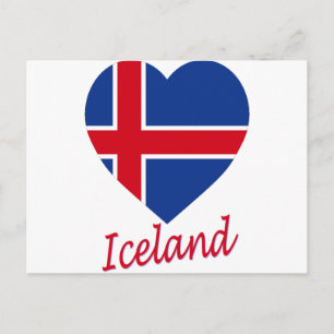 Iceland Flag Heart Postcard