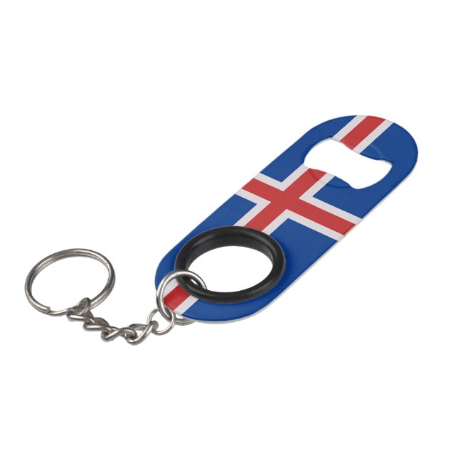 Iceland flag keychain bottle opener (Front Angled)