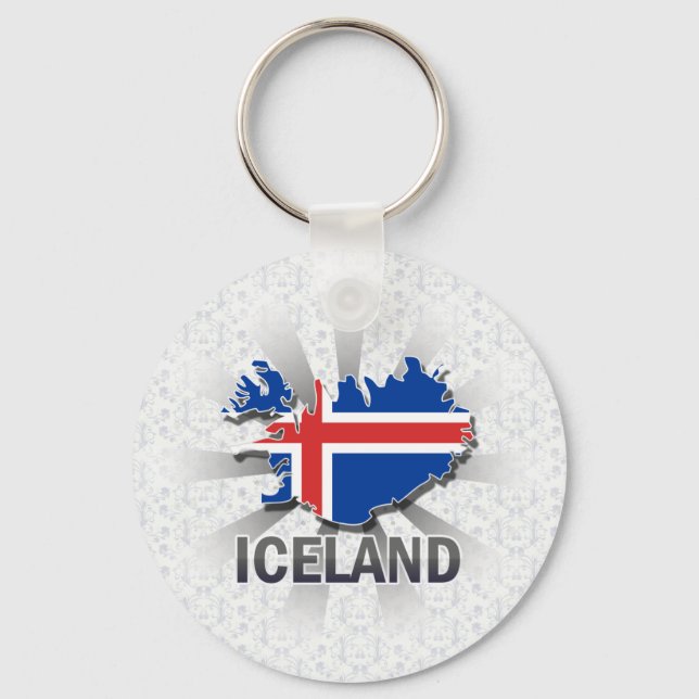 Iceland Flag Map 2.0 Keychain (Front)