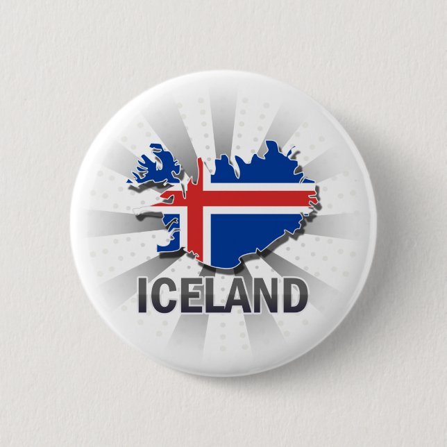 Iceland Flag Map 2.0 Pinback Button (Front)