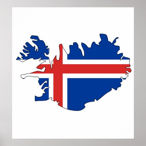 Iceland Flag Map full size Poster