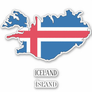 Iceland Flag Map Sticker