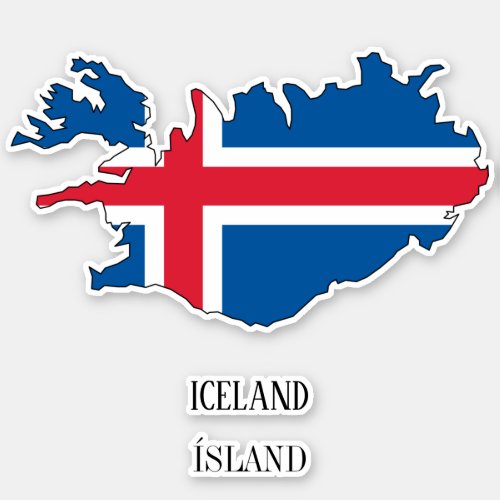 Iceland Flag Map Sticker