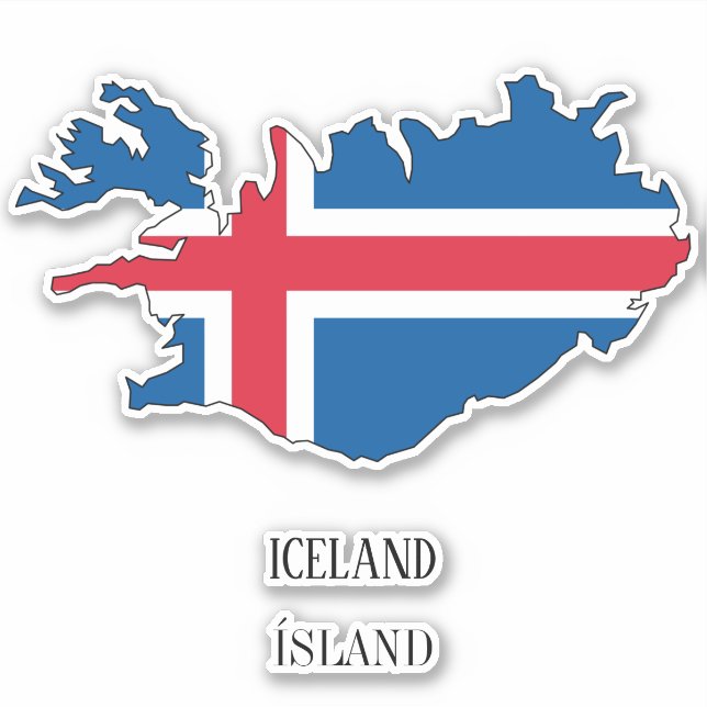 Iceland Flag Map Sticker (Front)