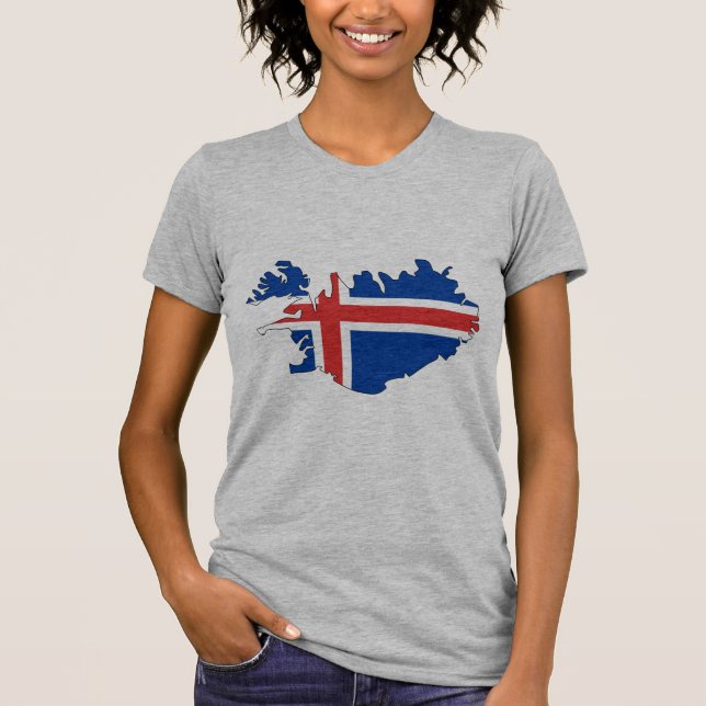 Iceland flag map T-Shirt (Front)