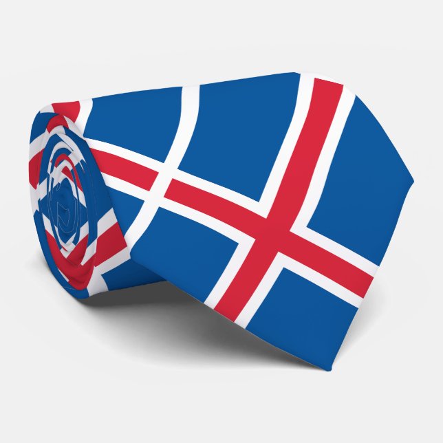 Iceland Flag Neck Tie (Rolled)