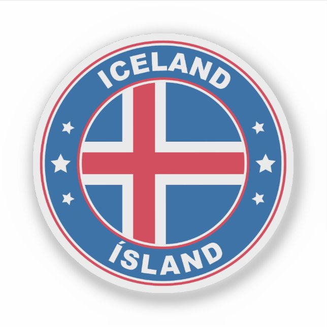 Iceland Flag Round Circle Emblem Sticker (Front)