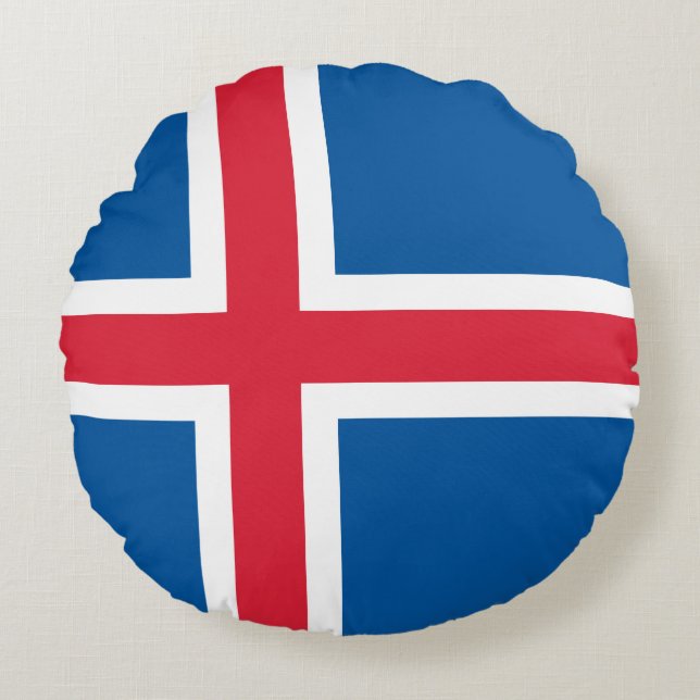 Iceland Flag Round Pillow (Front)