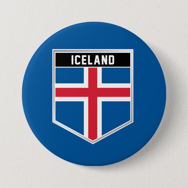 Iceland Flag Shield Button (Front)