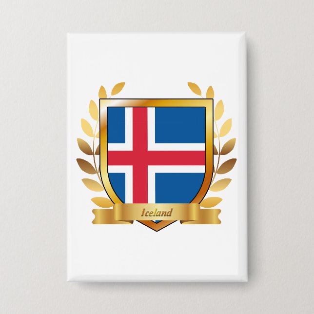Iceland Flag Shield Button (Front)
