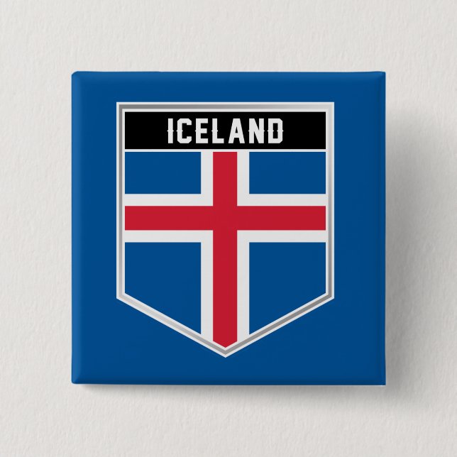 Iceland Flag Shield Button (Front)