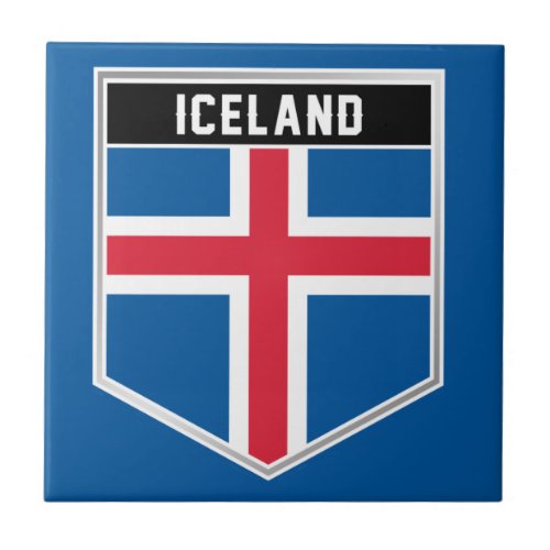 Iceland Flag Shield Ceramic Tile