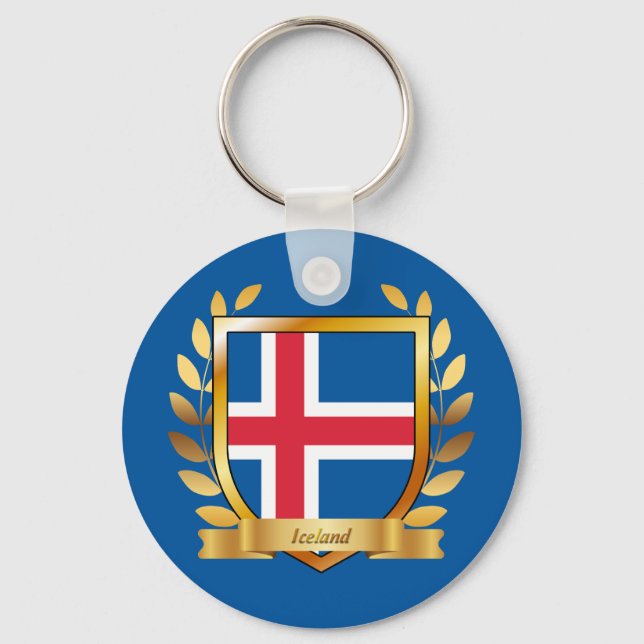 Iceland Flag Shield Keychain (Front)