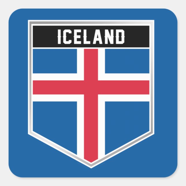 Iceland Flag Shield Square Sticker (Front)