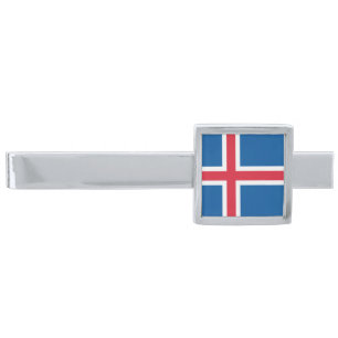Iceland Flag Silver Finish Tie Bar