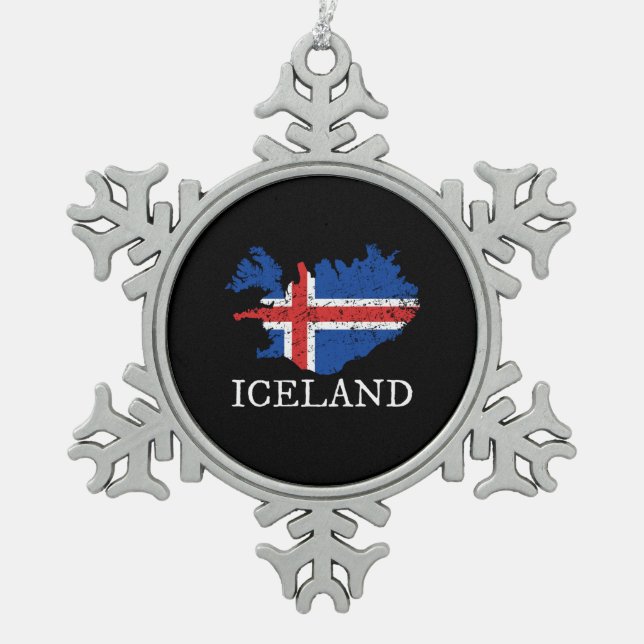 Iceland Flag Snowflake Pewter Christmas Ornament (Front)