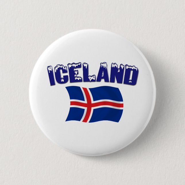 Iceland Flag (w/inscription) Button (Front)