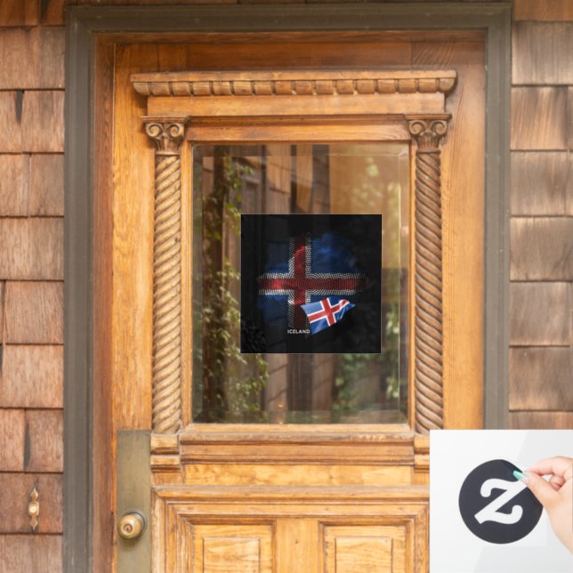 Iceland flag window cling (Home Door)