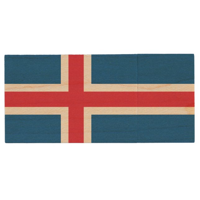 Iceland Flag Wood Flash Drive (Front)