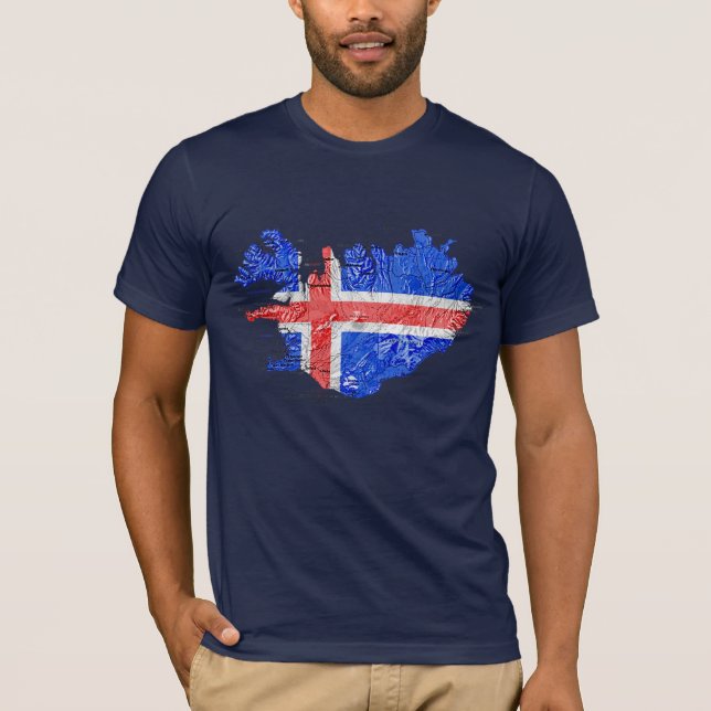 Iceland Flagcolor Map T-Shirt (Front)