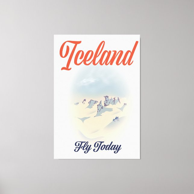 Iceland "Fly Today" vintage travel poster Canvas Print (Front)