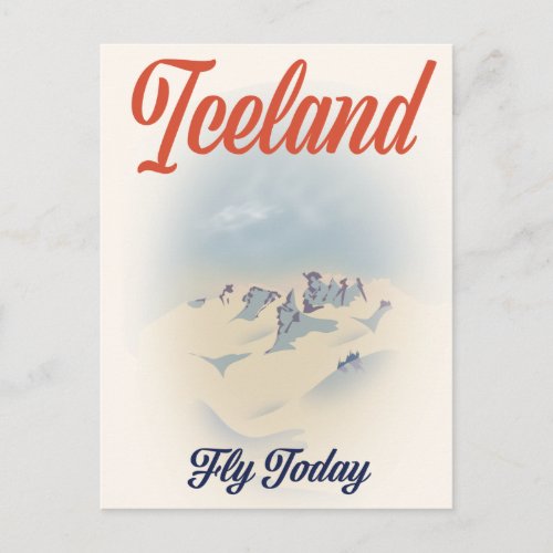 Iceland Fly Today vintage travel poster Postcard