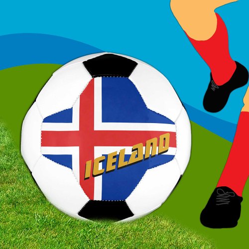 Iceland Football  Icelandic Flag  Sports Soccer Ball