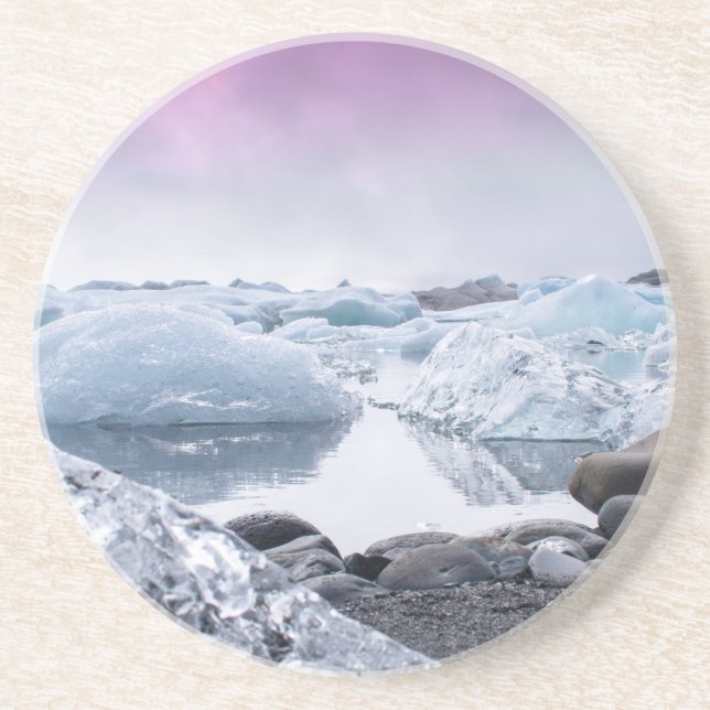 Iceland Glacier Lagoon Sandstone Coaster (Front)