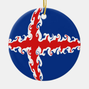 Iceland Gnarly Flag Ceramic Ornament