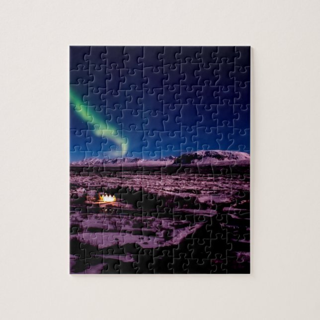 Iceland green northern lights sky jigsaw puzzle (Vertical)