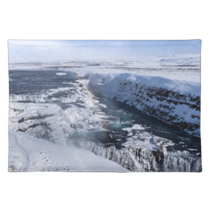 Iceland Gullfoss Waterfall in Winter Cloth Placemat