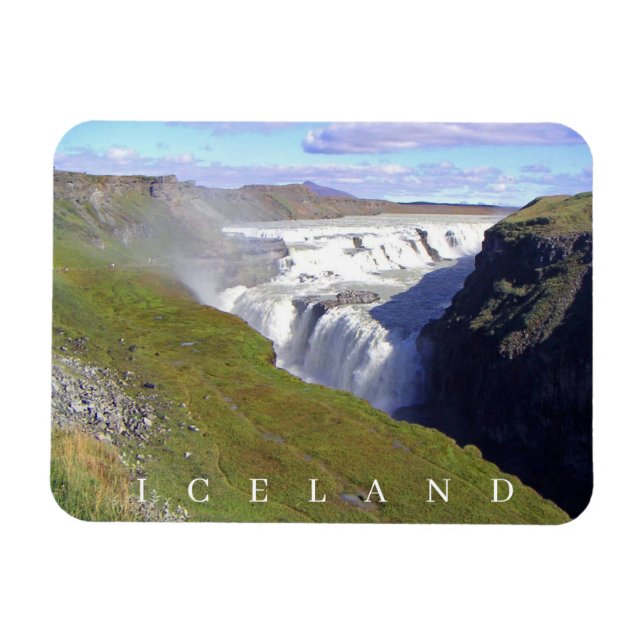 Iceland Gullfoss Waterfall view fridge magnet (Horizontal)