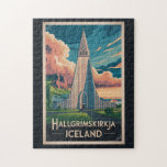 Iceland Hallgrimskirkja Illustration Travel Art Jigsaw Puzzle<br><div class="desc">Iceland retro vector travel design. Iceland is a land of fire and ice,  where glaciers,  volcanoes,  waterfalls,  and geothermal wonders create a surreal natural playground.</div>