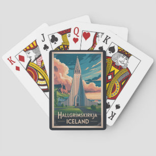 Iceland Hallgrimskirkja Illustration Travel Art Poker Cards