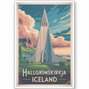 Iceland Hallgrimskirkja Illustration Travel Art Sticker