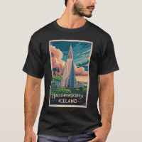 Iceland Hallgrimskirkja Illustration Travel Art