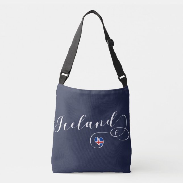 Iceland Heart Customizable Bag, Icelandic Crossbody Bag (Front)