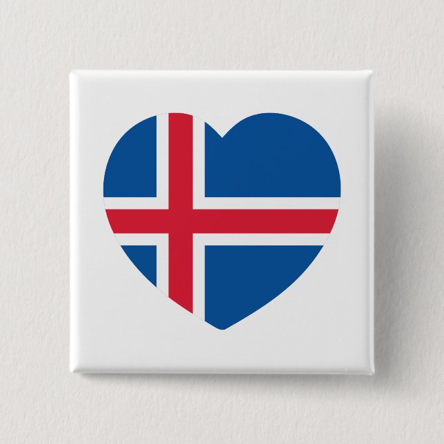 Iceland Heart Flag Button (Front)