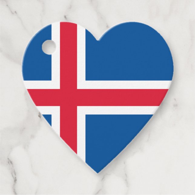 Iceland Heart Flag Favor Tags (Front)