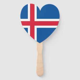 Iceland Heart Flag Hand Fan