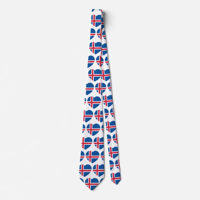 Iceland Heart Flag Neck Tie (Front)