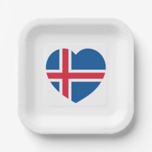 Iceland Heart Flag Paper Plates