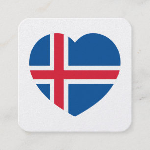 Iceland Heart Flag Square Business Card